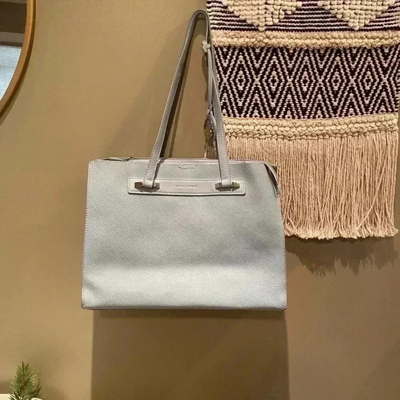 DAVID JONES BABY BLUE LEATHER SHOULDER BAG - Picture 1 of 8